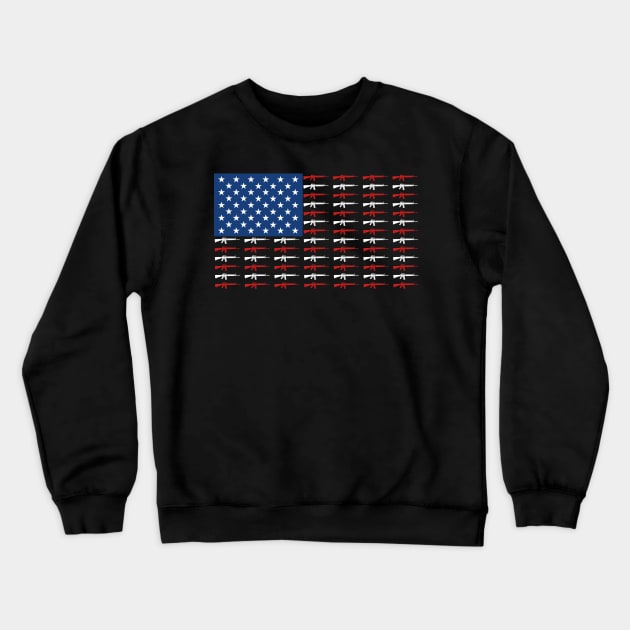 America Rifle Assault Rifle USA US Flag States Crewneck Sweatshirt by Monstershirts